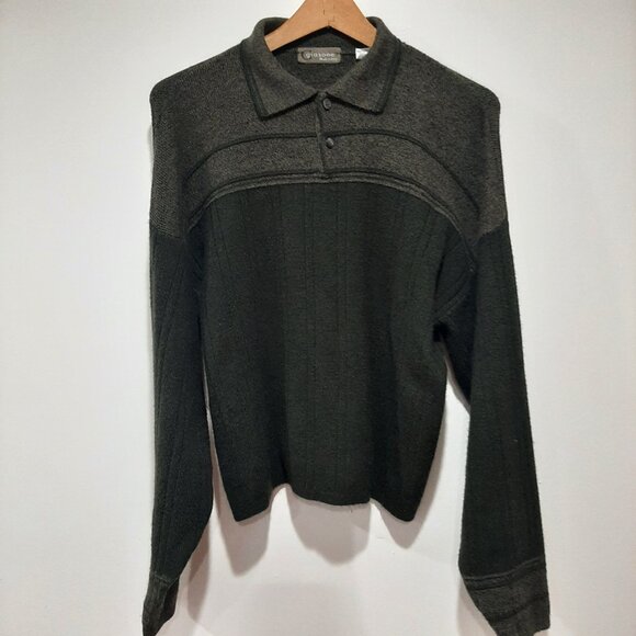 Minimalist Giasone Italian made polo oversized wool sweater - Picture 3 of 16